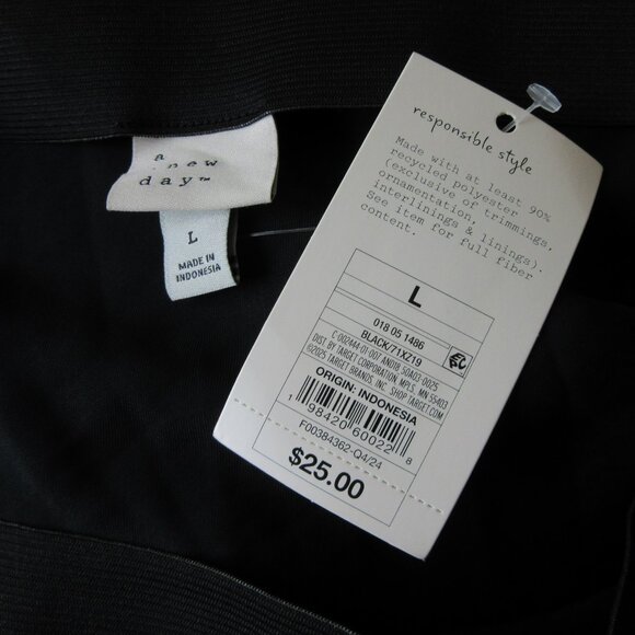 A NEW DAY Black Satin Elasticized Waist Maxi L Skirt NWT - Picture 3 of 4